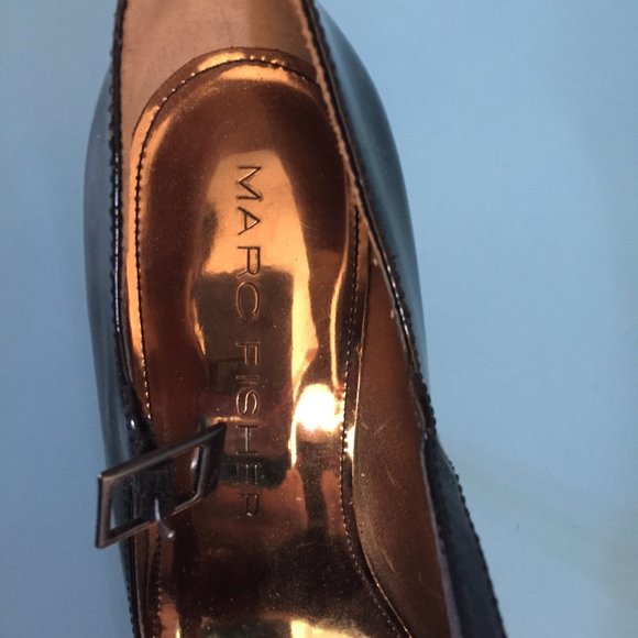 Marc Fisher patent black pumps with strap - Picture 4 of 5